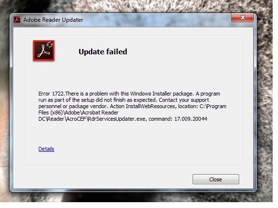 adobe acrobat reader fails to download dell inspiron 1500